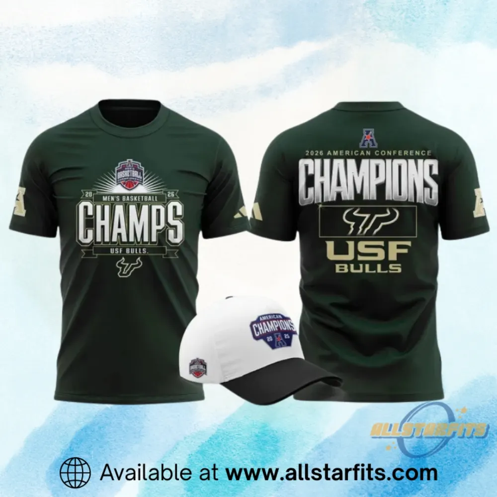 84 Green South Florida Bulls 2026 American Conference Mens Basketball Tournament Champions Shirt