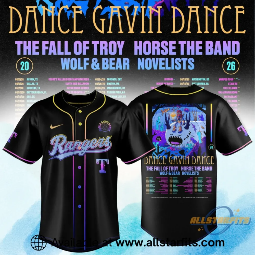 Texas Rangers X Dance Gavin Dance 2026 Tour Jersey