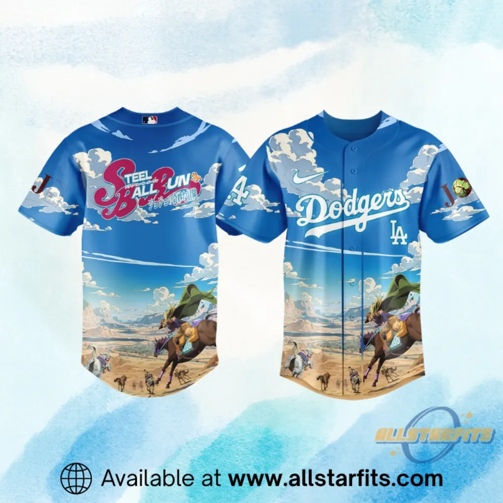 Los Angeles Dodgers X Steel Ball Run Limited Blue Jersey 1 Los Angeles Dodgers x Steel Ball Run Limited Blue Jersey