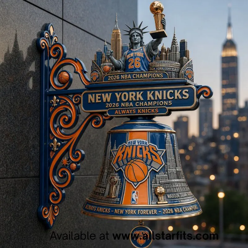 "Celebrate with Exclusive Space Marine, Knicks, and Soccer Apparel 2023" 6 New York Knicks 2026 The East Is Ours Wall Bell