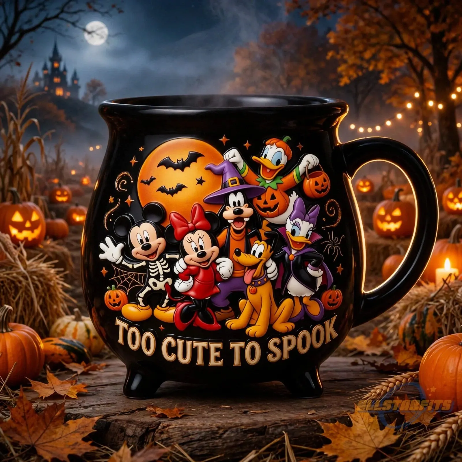 Halloween Night Ceramic Cauldron Mug