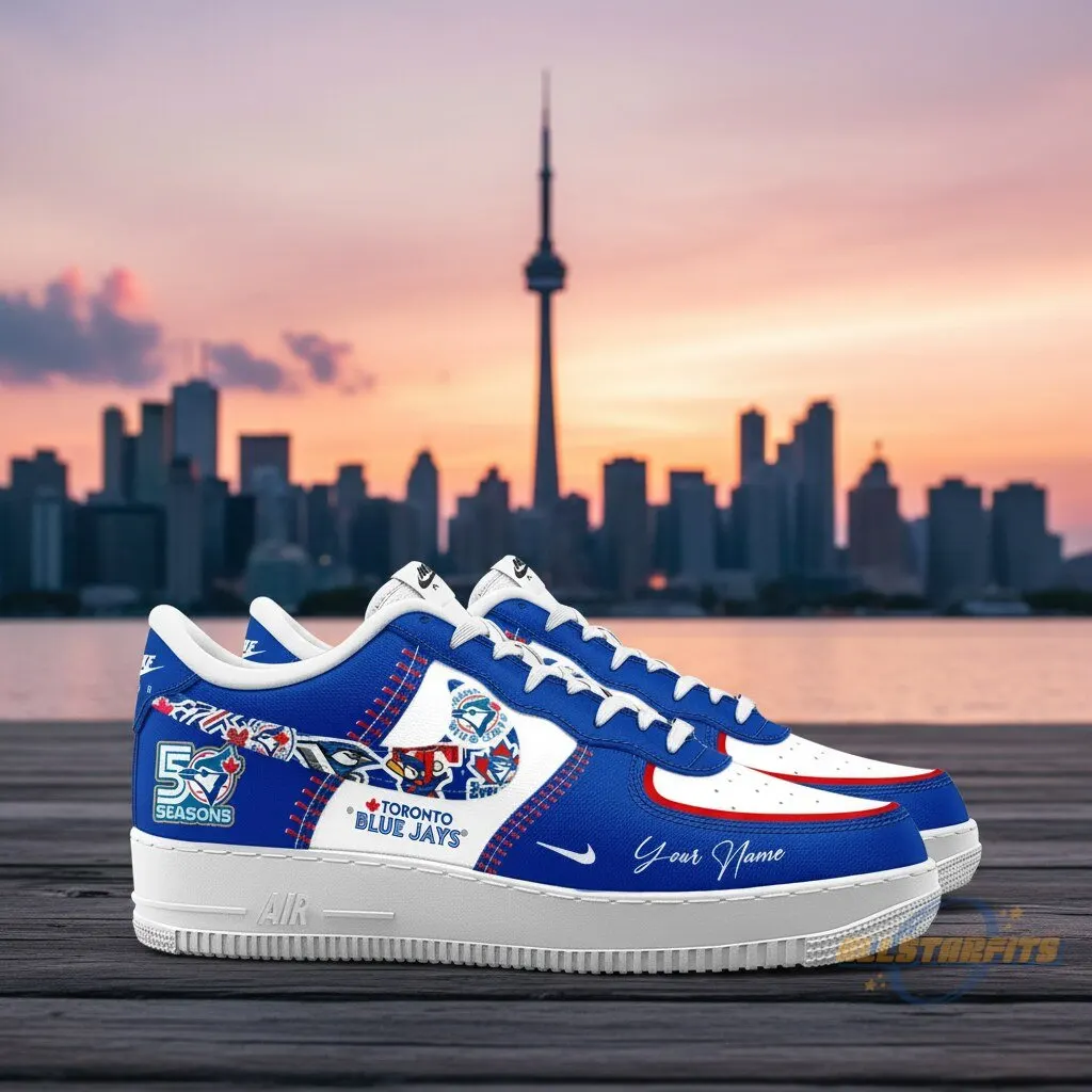 Toronto Blue Jays 50th Anniversary Air Force 1 Sneaker 3 Toronto Blue Jays 50th Anniversary Air Force 1 Sneaker